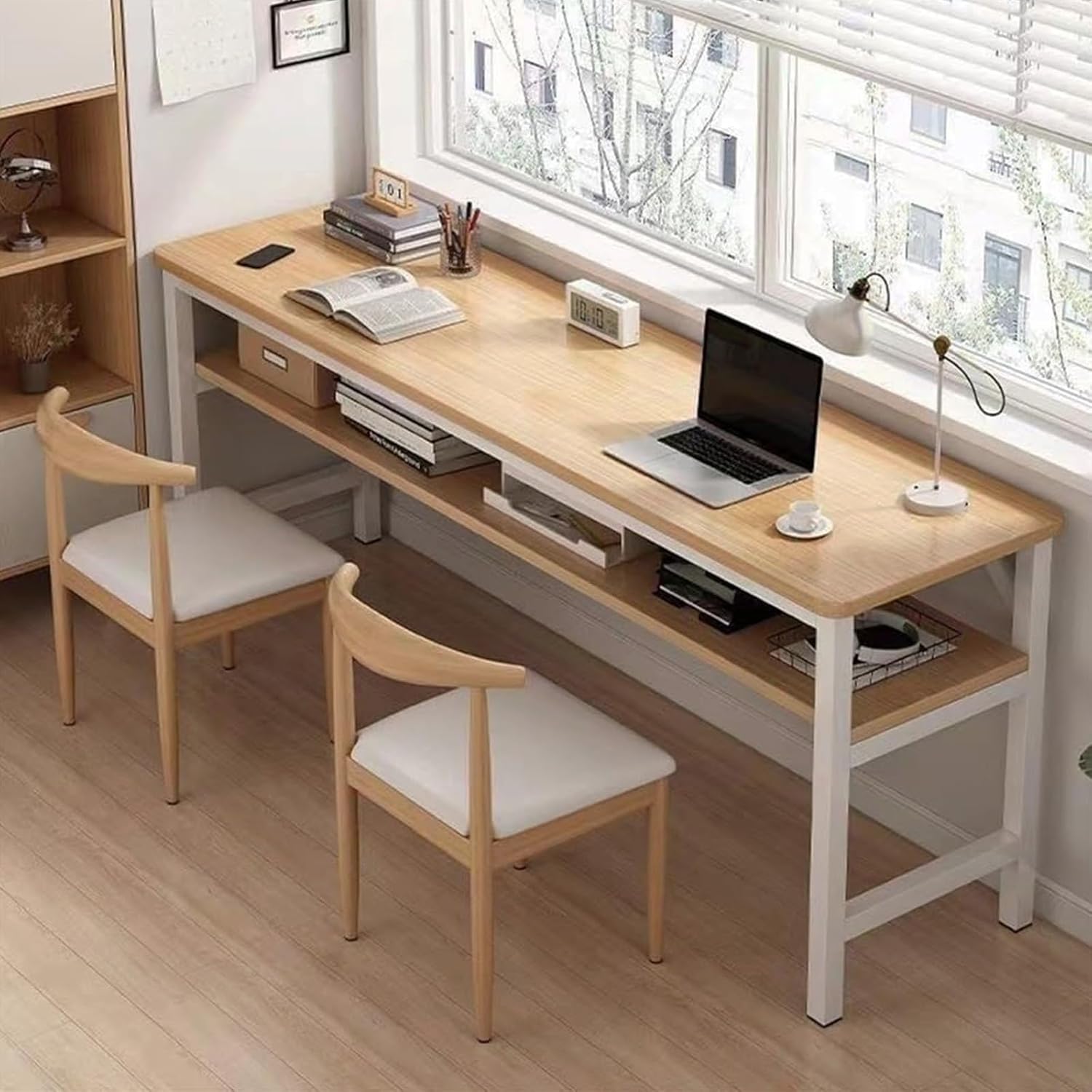 Hggdsac 長テーブル デュアルデスク 幅30×長さ100×高さ74cm コンパクト